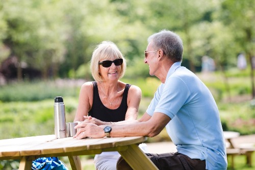 Couple enjoying a picnic in Stoke-on-Trent